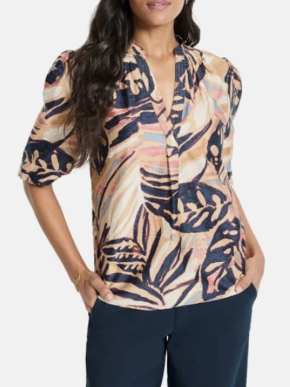 NIC+ZOE Terracotta Garden Peasant Top Size XS-MSRP$148